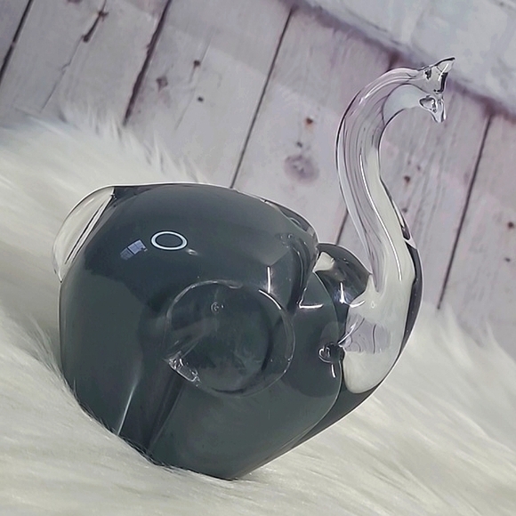 Y2K Unsigned Blown Glass Gray African Asian Elephant Paper Weight Trinket Decor - Picture 11 of 17